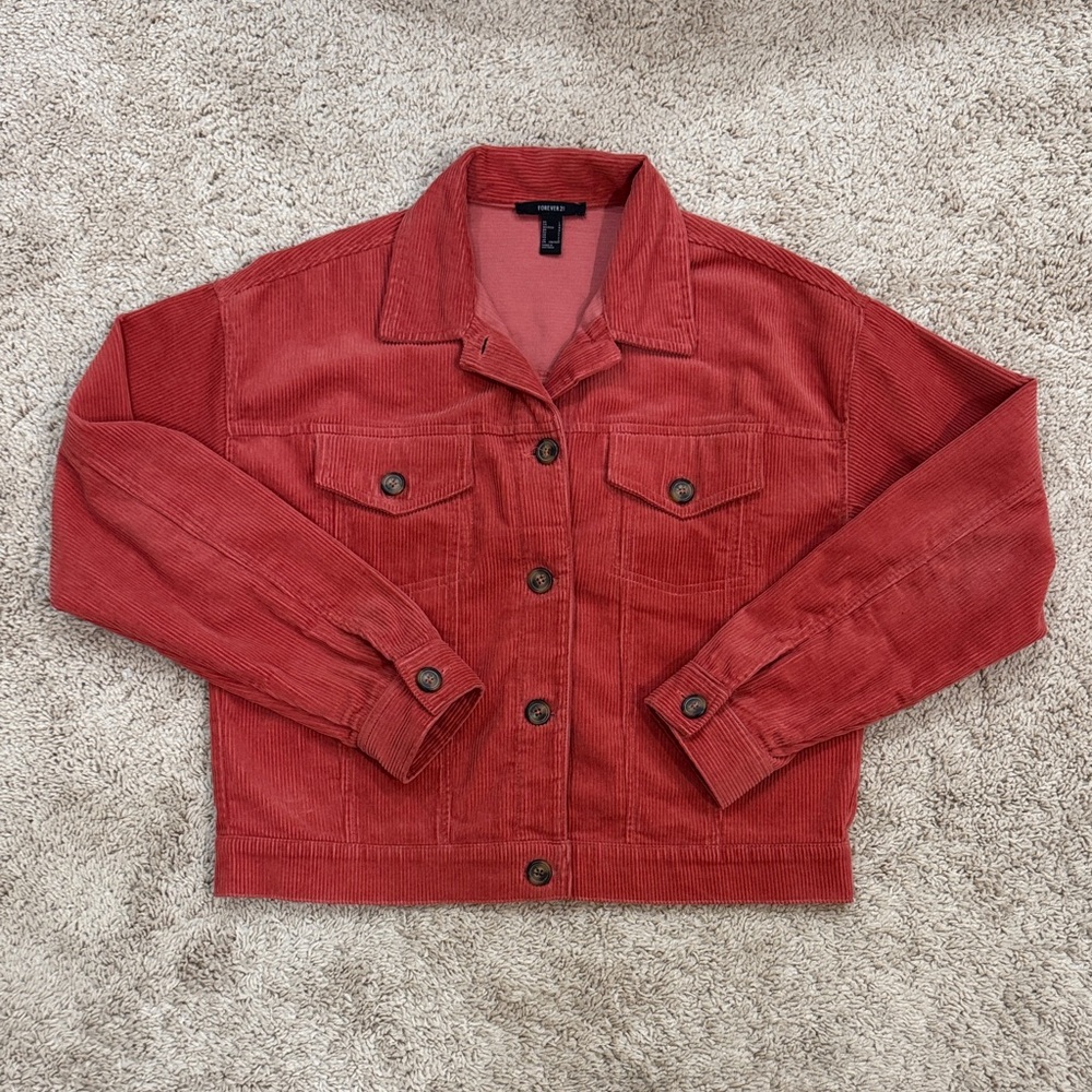 Forever 21 Pink Corduroy Jean Jacket